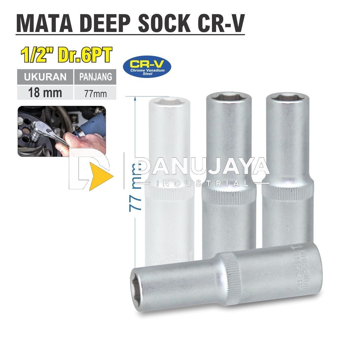 MATA SOCK DEEP SOCKET / KUNCI SOK SOCKET 8 - 18 MM DR. 1/2 6 PT ALDO
