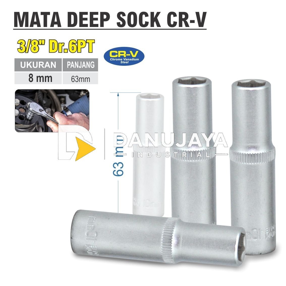 MATA SOCK DEEP SOCKET / KUNCI SOK SOCKET DR. 3/8 6 PT MERK ALDO