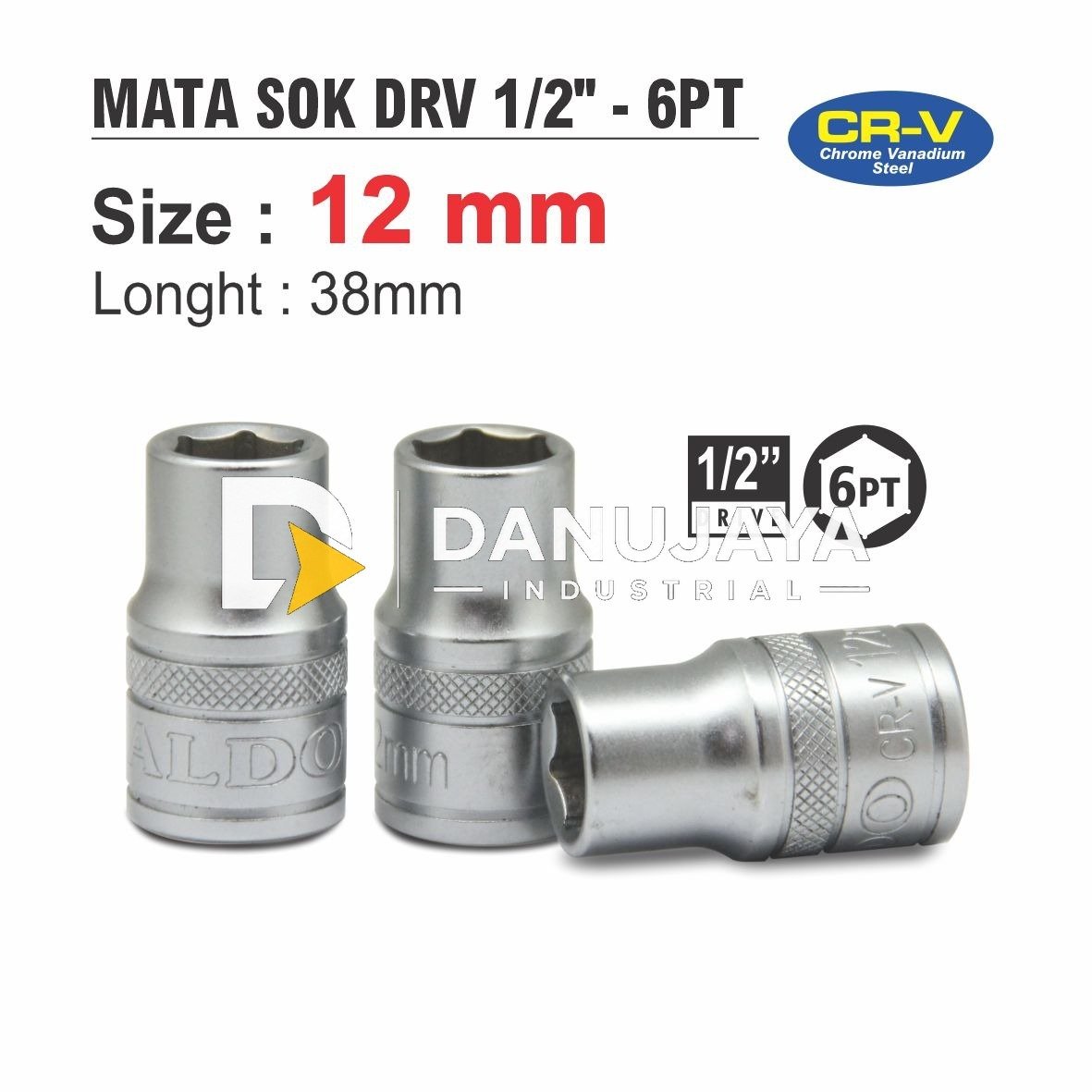 MATA SOK CR-V 1/2” Dr. 6PT 8 - 19 MM / MATA SOCK / KEPALA MATA SOCK / SOCKET BIT MERK ALDO