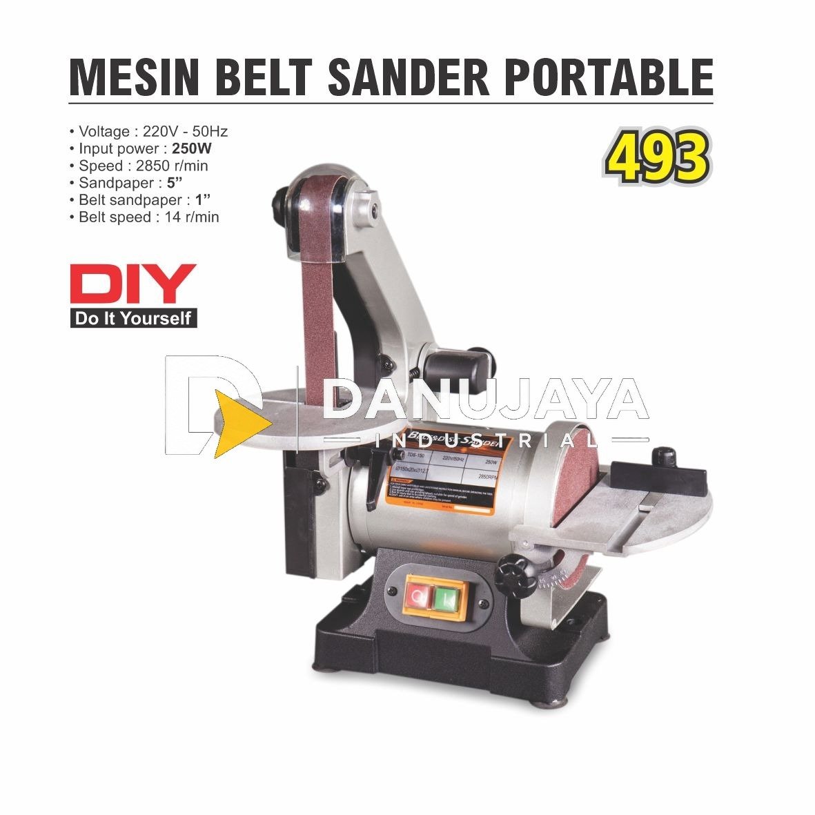 MESIN AMPLAS DUDUK / BELT SANDER PORTABLE MINI TYPE 493 ALDO