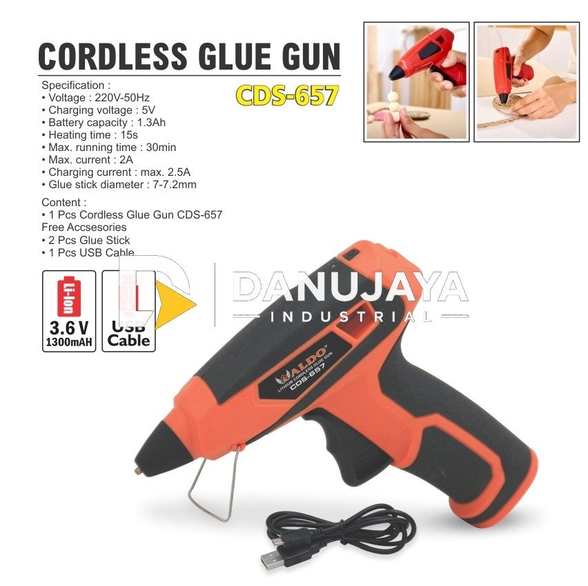 MESIN CORDLESS GLUE GUN CDS-657 / ALAT LEM TEMBAK BATERAI / PISTOL LEM