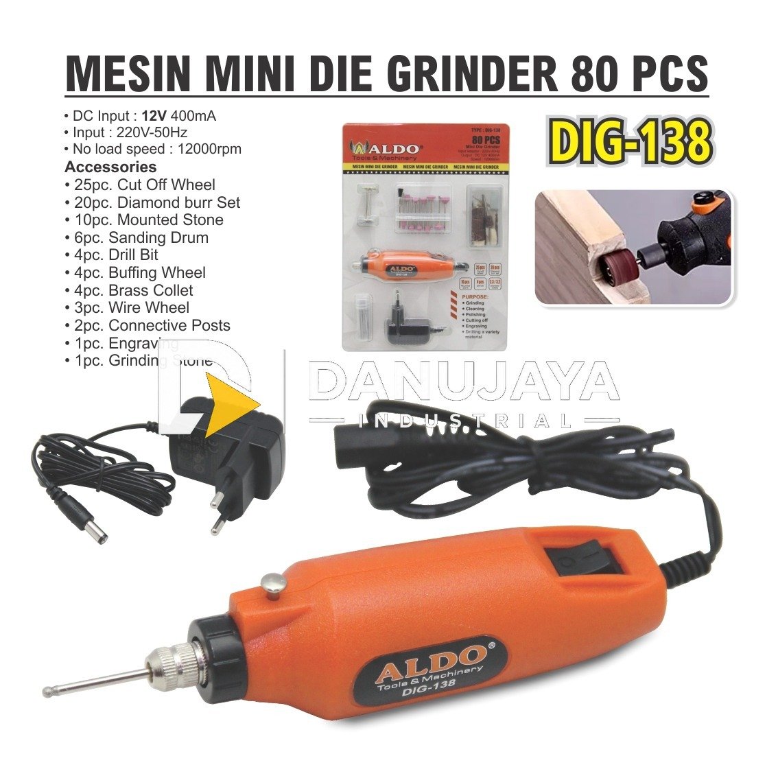 MESIN MINI DIE GRINDER / GURINDA TUNER MINI 80 PCS TYPE DIG-138 ALDO