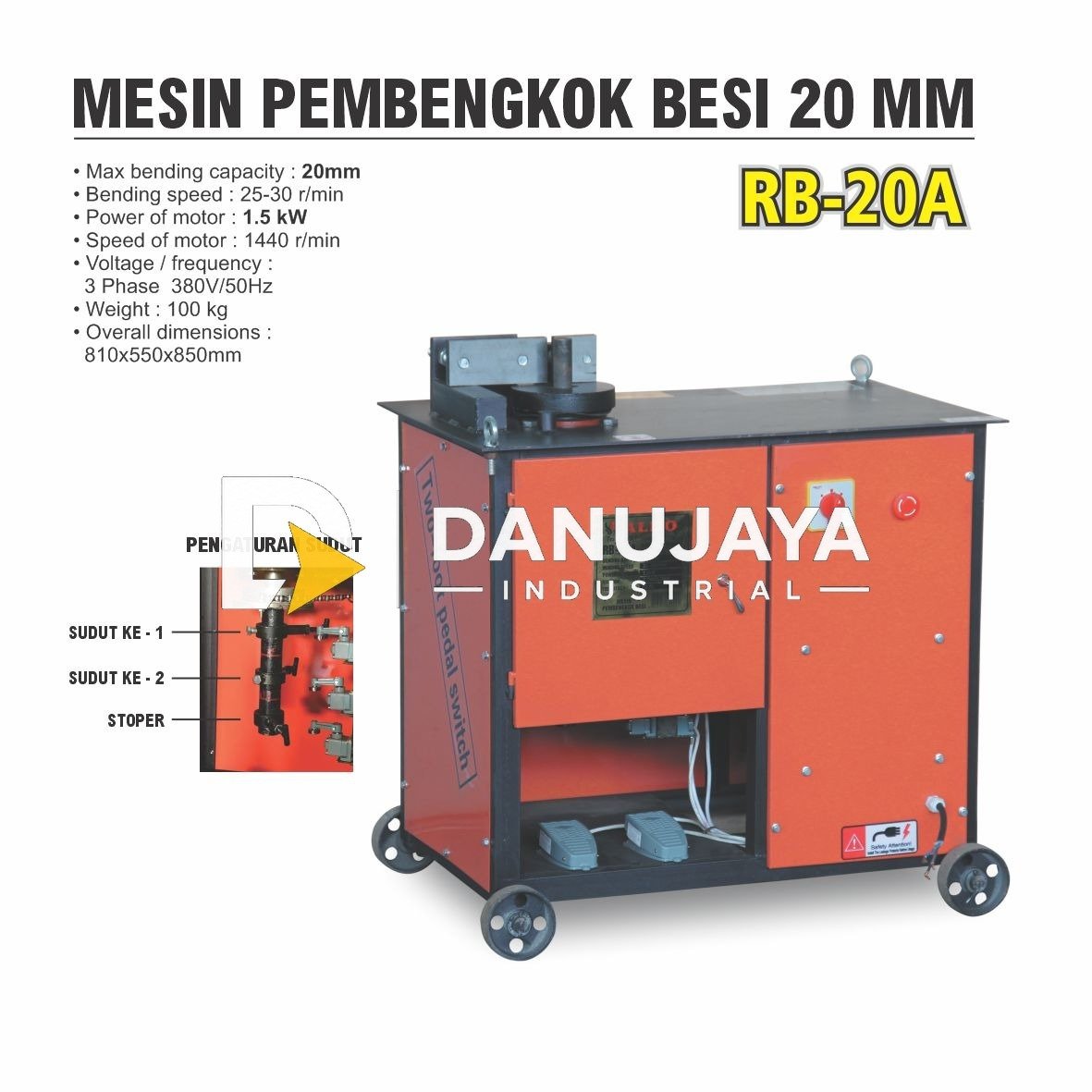 MESIN PEMBENGKOK BESI 20 MM RB-20A / REBAR BENDER / STEEL REBAR BENDER ALDO