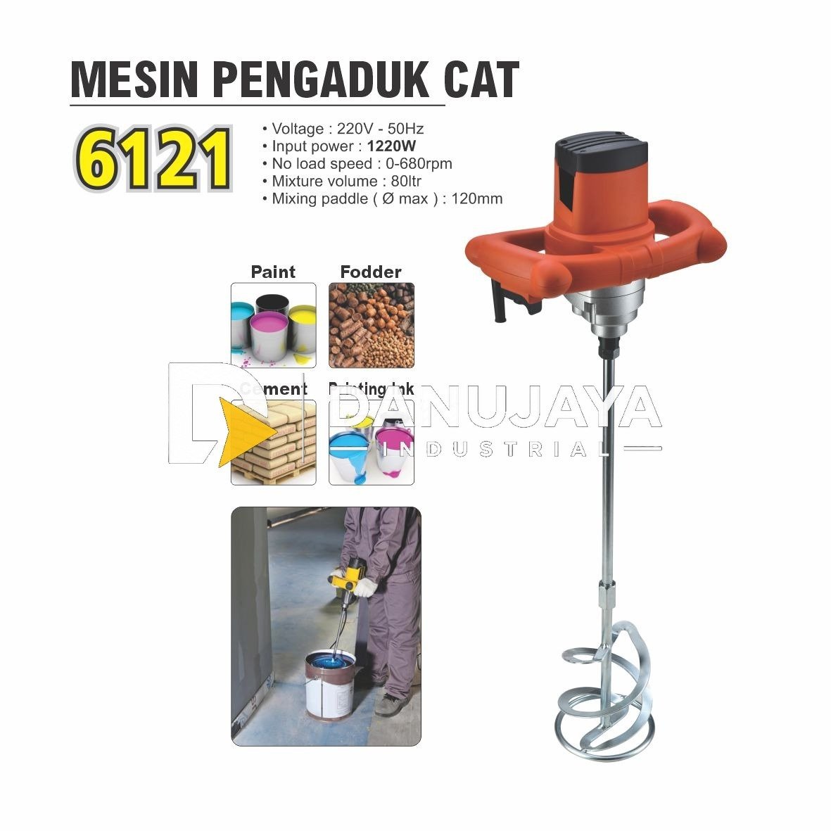 MESIN PENGADUK CAT 6121 HEAVY DUTY / ELECTRIC MIXER MERK ALDO / PAINT MIXER / MIXER CAT MERK ALDO