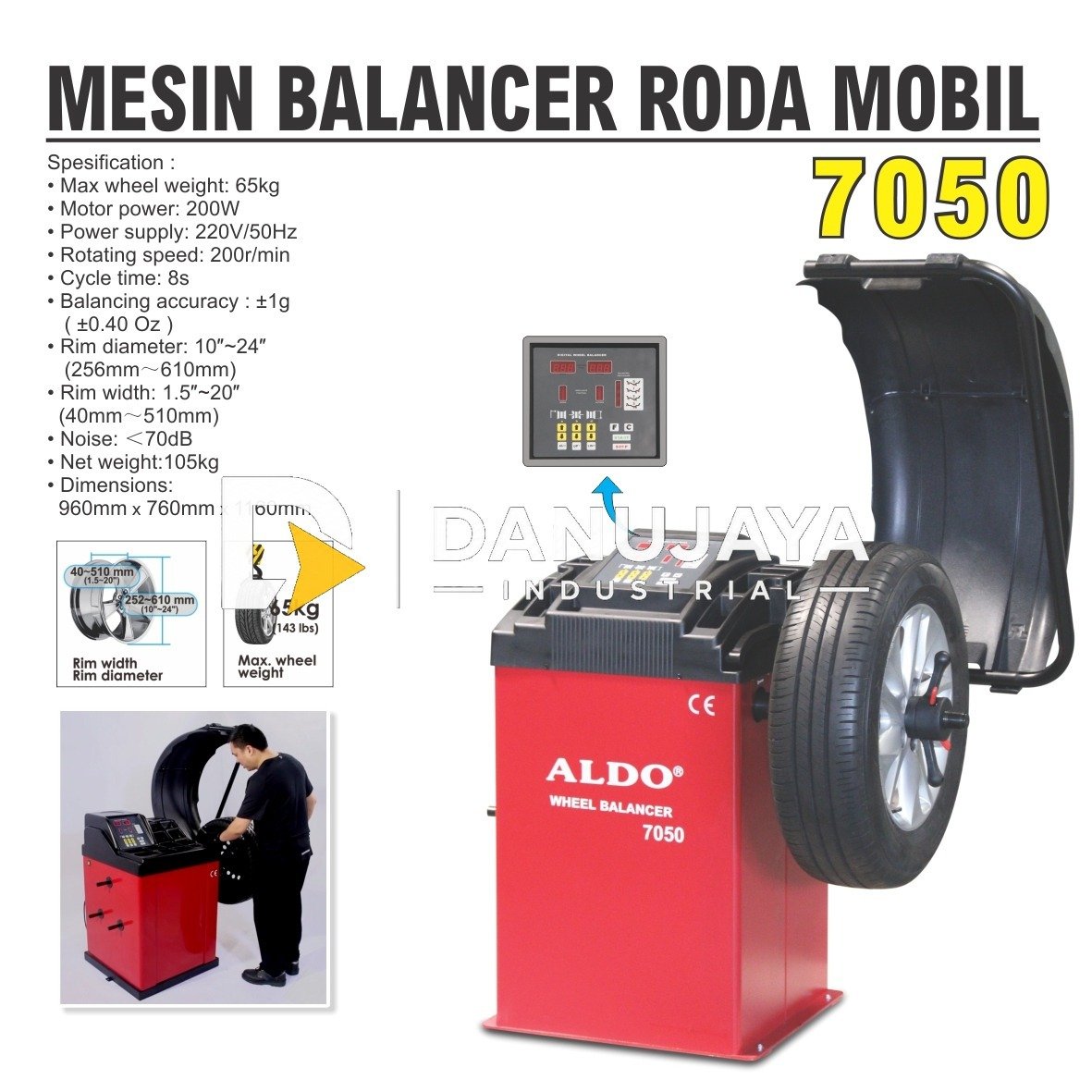 MESIN PENYEIMBANG BAN / MESIN BALANCER RODA MOBIL ALDO TYPE : 7050