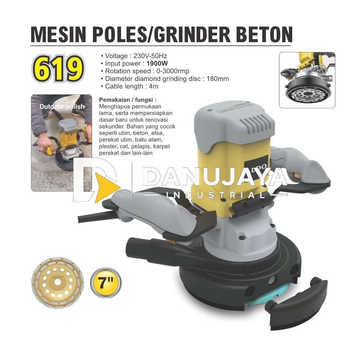 MESIN POLES GRINDER BETON / ROUGHING MACHINE / MESIN GRINDER BETON / MESIN GERINDA LANTAI BETON MERK ALDO