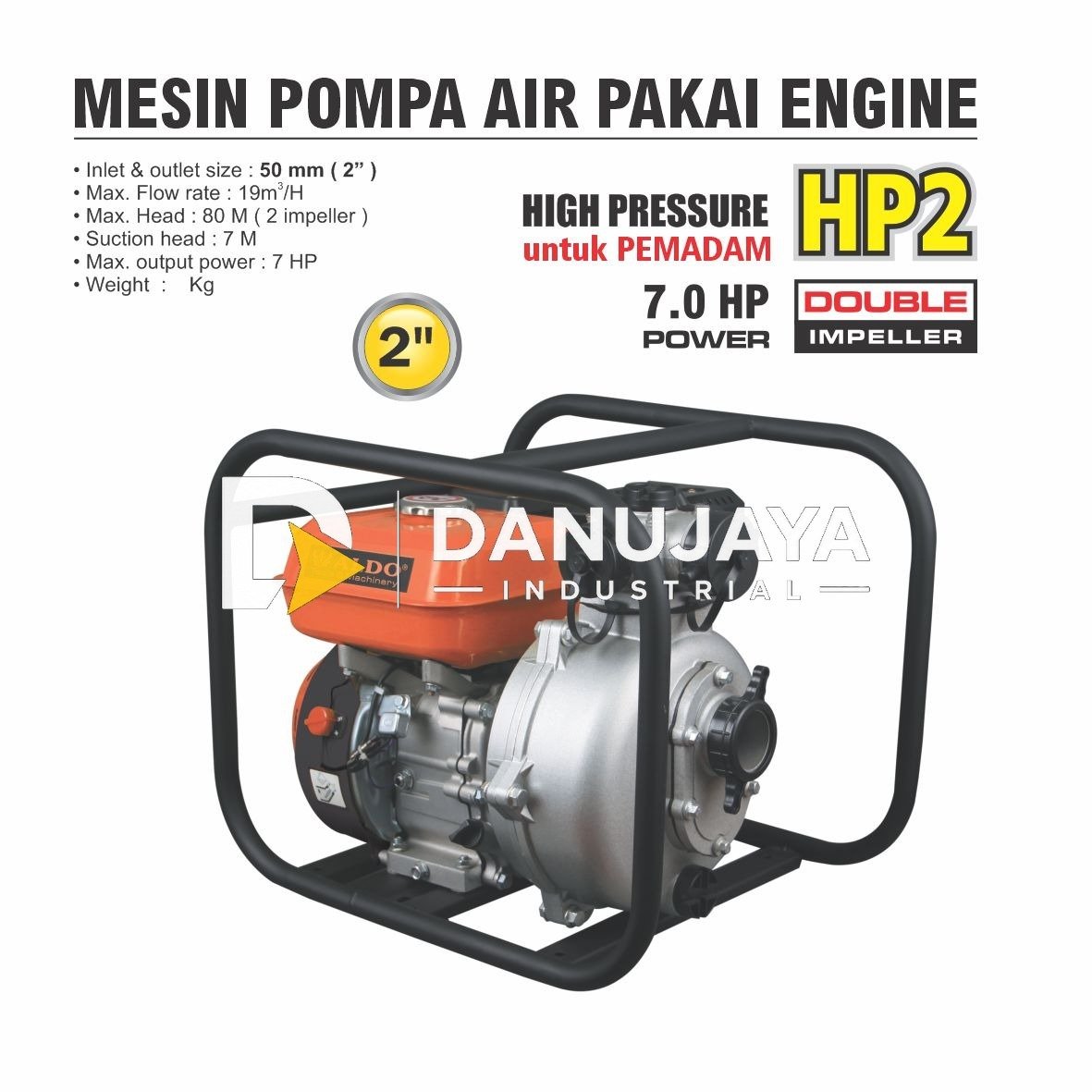 MESIN POMPA AIR WITH ENGINE HP 2 / GASOLINE WATER PUMP MERK ALDO