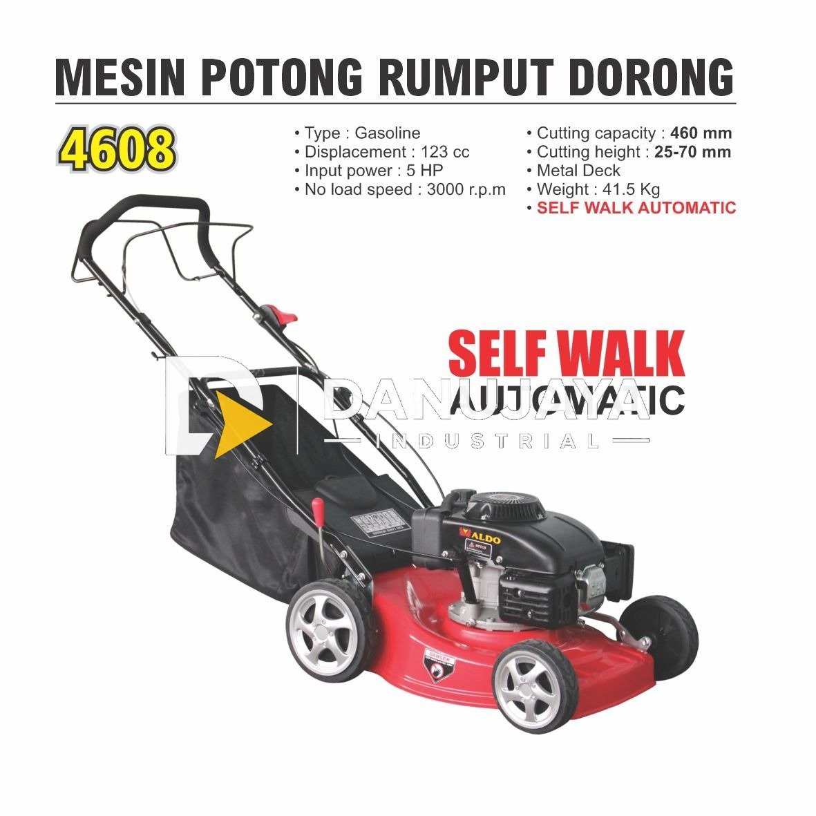 MESIN POTONG RUMPUT DORONG AUTOMATIC 4608 / GASOLINE LOWN MOWER SELF WALK AUTOMATIC MERK ALDO