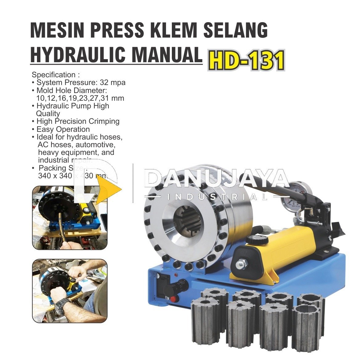 MESIN PRESS KLEM SELANG HYDRAULIC MANUAL HD-131 / MANUAL HYDRAULIC HOSE CRIMPING MACHINE MERK ALDO