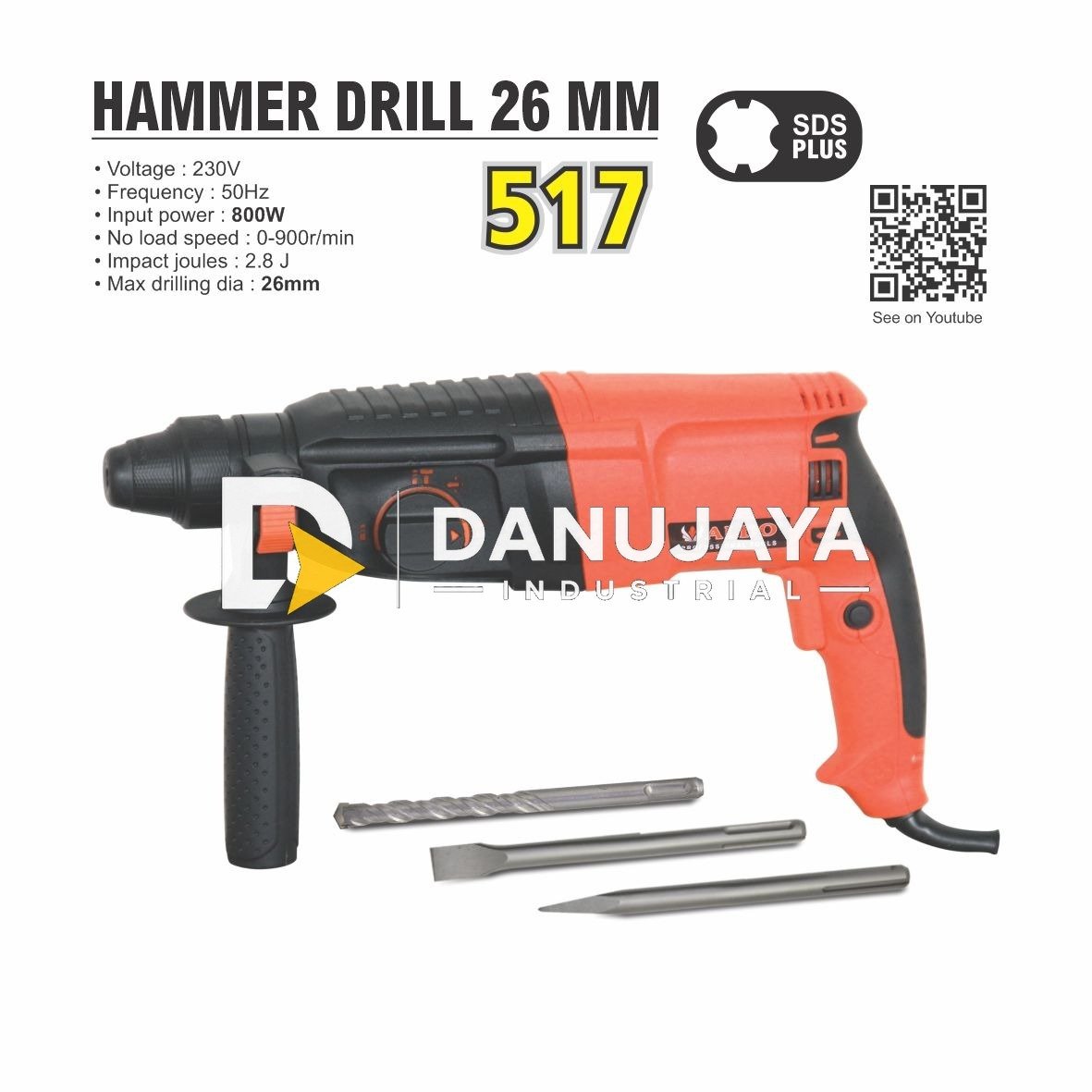 MESIN SDS HAMMER DRILL 26 MM MERK ALDO - TYPE 517