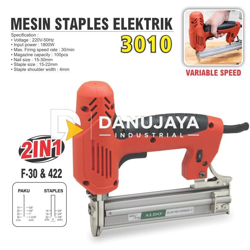 MESIN STAPLES ELEKTRIK 3010 2 IN 1 ALDO / STAPLES TEMBAK LISTRIK ALDO
