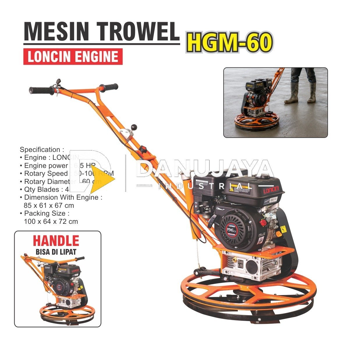 MESIN TROWEL LONCIN ENGINE HGM-60 / POWER TROWEL / MESIN TROWEL / MESIN PERATA COR BETON MERK ALDO
