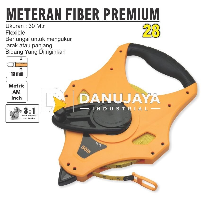 METERAN FIBER PREMIUM TYPE 28 / METERAN TANCAP TANAH / ALAT UKUR TANAH /FIBERGLASS MEASURING TAPE ALDO