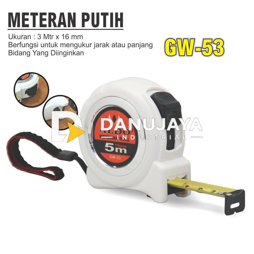 Meteran Rol Putih GW-53 / Measuring Tape Merk Aldo