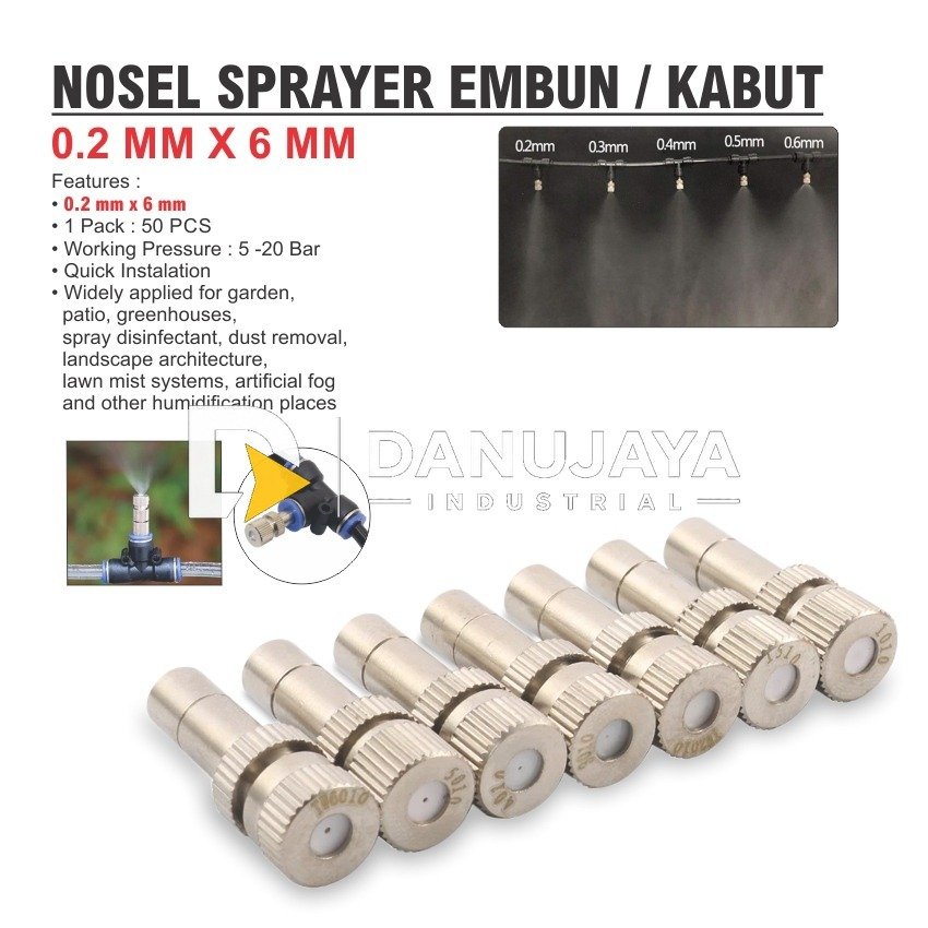 NOSEL SPRAYER EMBUN KABUT 6 MM / ATOMIZING NOZZLE VARIABLE / SEPUYER AIR / NOZZLE PENYIRAM TAMAN MERK ALDO