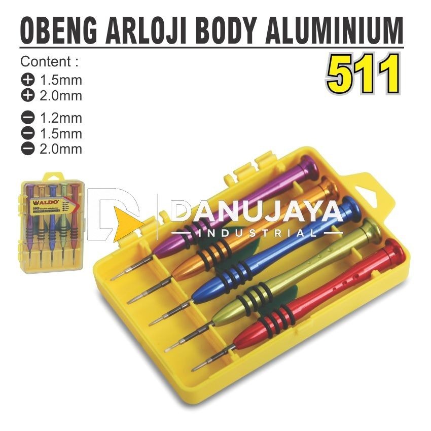 OBENG ARLOJI 5 PCS BODY ALUMINIUM 511 / PRECISION SCREWDRIVER / OBENG JAM TANGGAN / OBENG REPARASI SERVIS JAM / OBENG MINI MERK ALDO