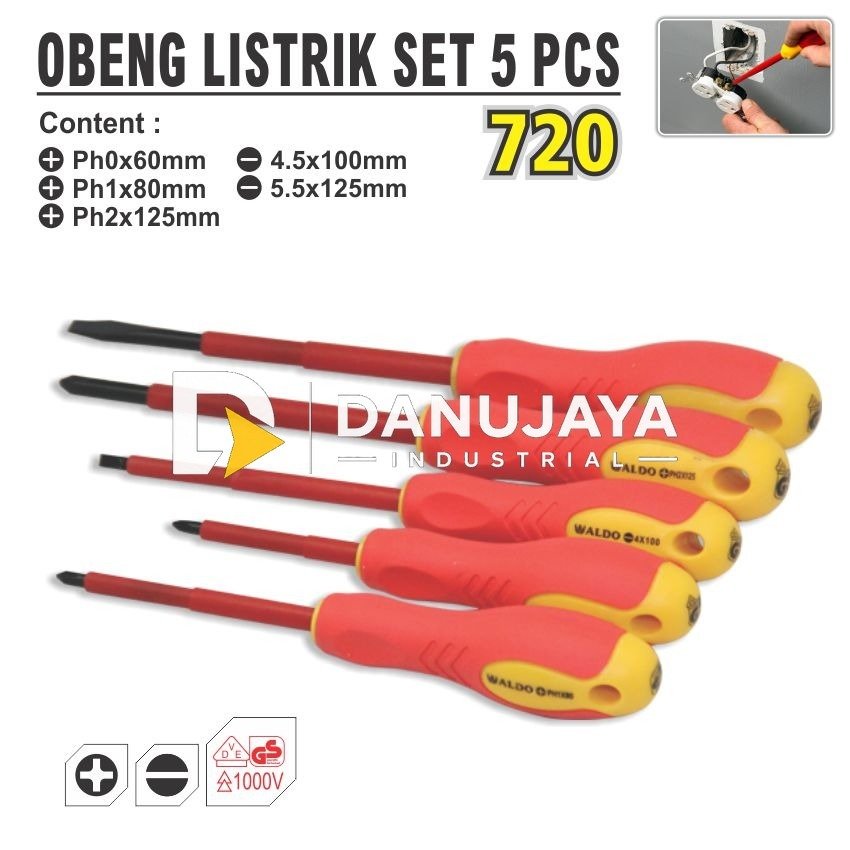 OBENG LISTRIK SET 5 PCS 720 / ELECTRIC SCREWDRIVER MERK ALDO