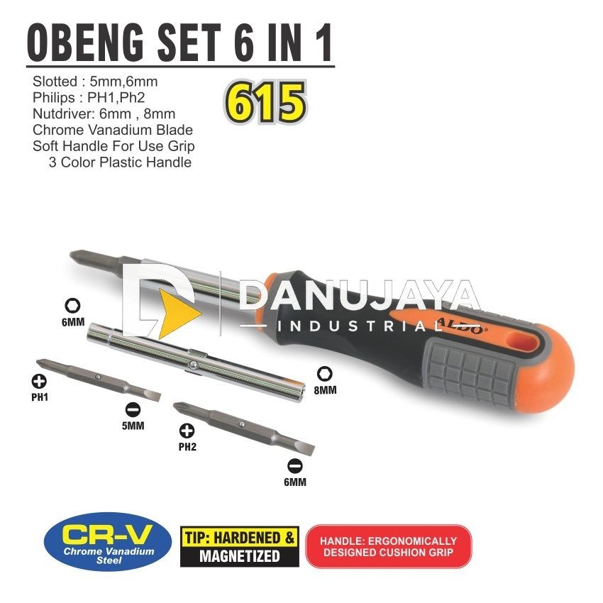 OBENG SET 6 IN 1 SET TYPE : 615 / 6 IN 1 SCREWDRIVER SET MERK ALDO