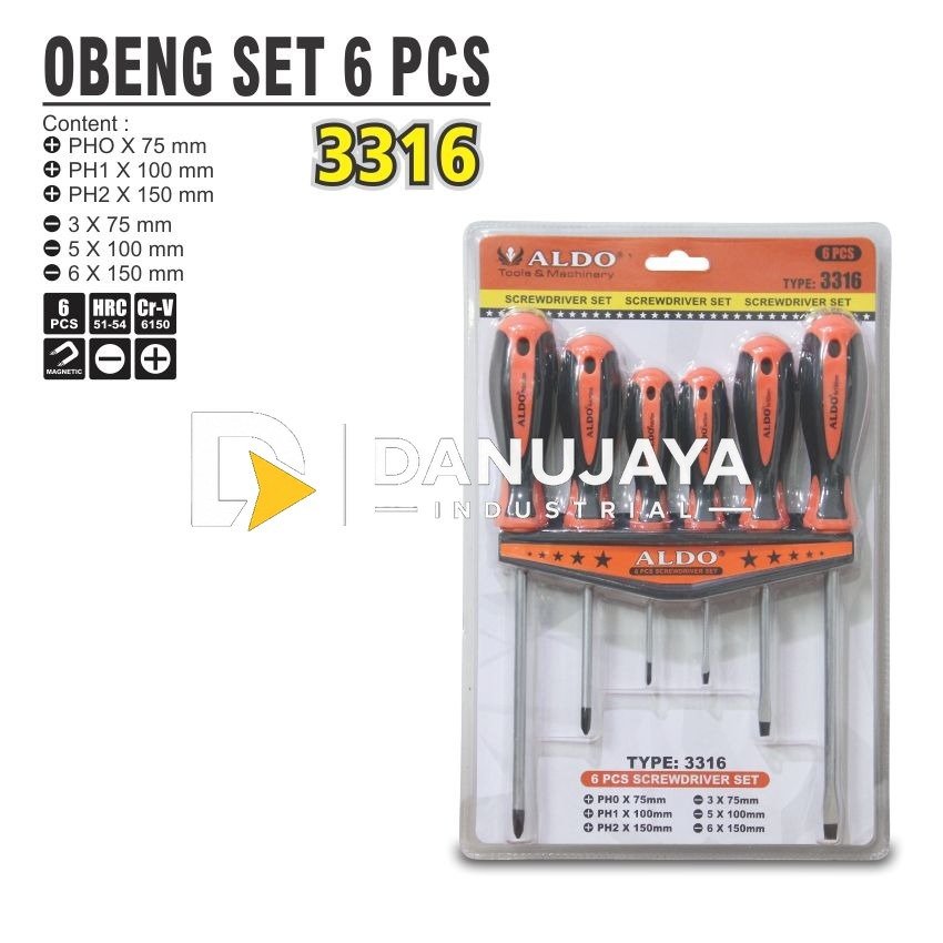Obeng Set 6 Pcs Type : 3316 Merk Aldo
