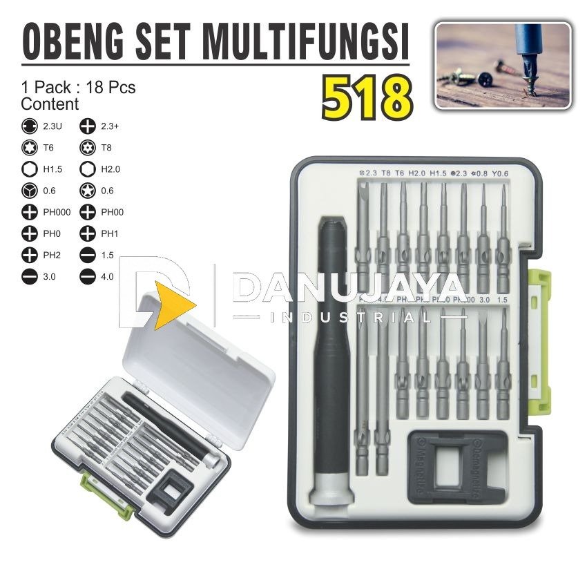 OBENG SET MULTIFUNGSI 18 PCS TYPE : 518 ALDO