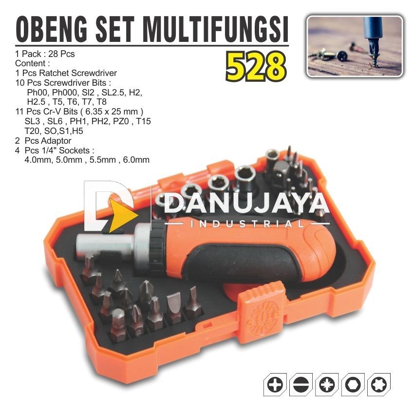 OBENG SET MULTIFUNGSI 28 PCS 528 / MULTI FUNCTION SCREWDRIVER SET MERK ALDO