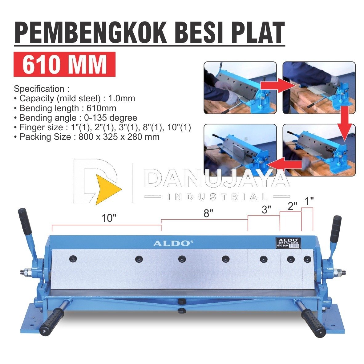 PEMBENGKOK BESI PLAT 610 MM / BOX & PAN BRAKE / ALAT TEKUK PLAT KOTAK & PAN MANUAL / ALAT BENDING PLAT MERK ALDO
