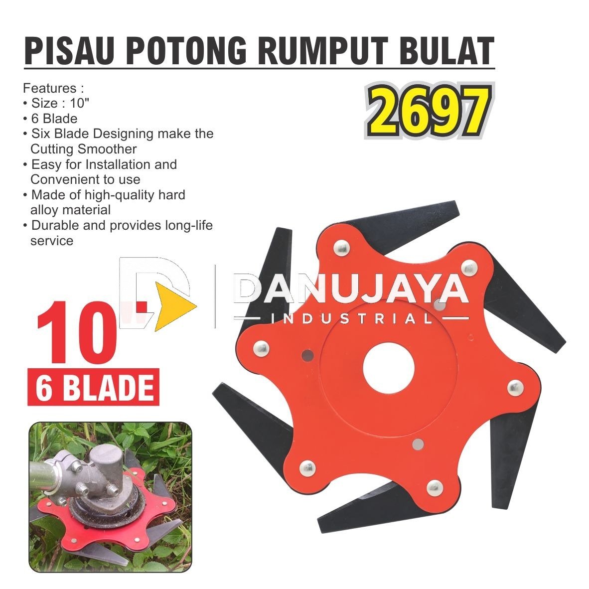 PISAU POTONG RUMPUT BULAT 10" 6 BLADE 2697 / MATA PISAU MESIN POTONG RUMPUT / BRUSH CUTTER BLADE / ALAT PISAU POTONG RUMPUT MERK ALDO