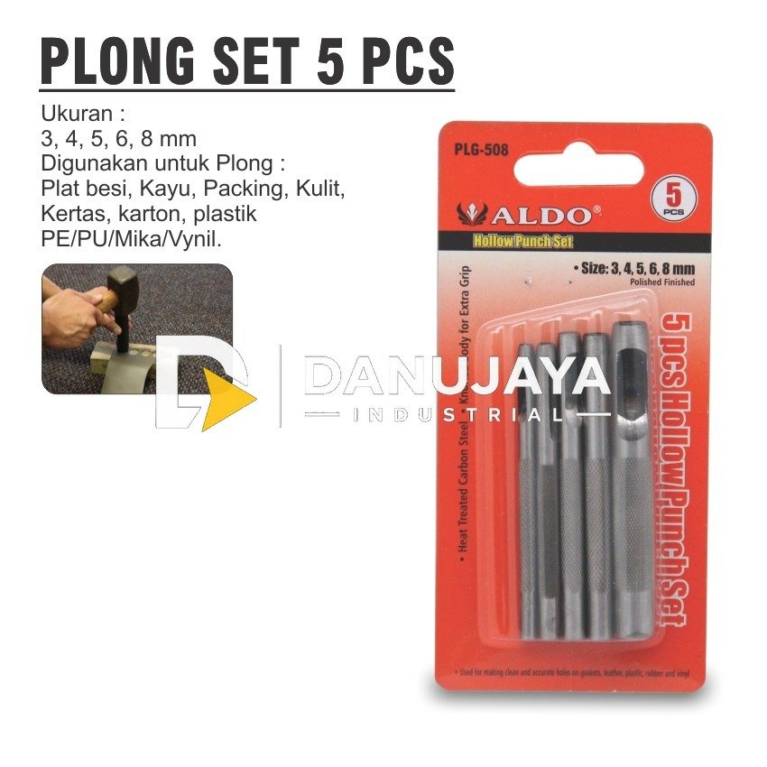PLONG SET 3- 8 MM / ALAT PEMBUAT LUBANG GASKET KULIT / HOLLOW PUNCH 5 PCS ALDO