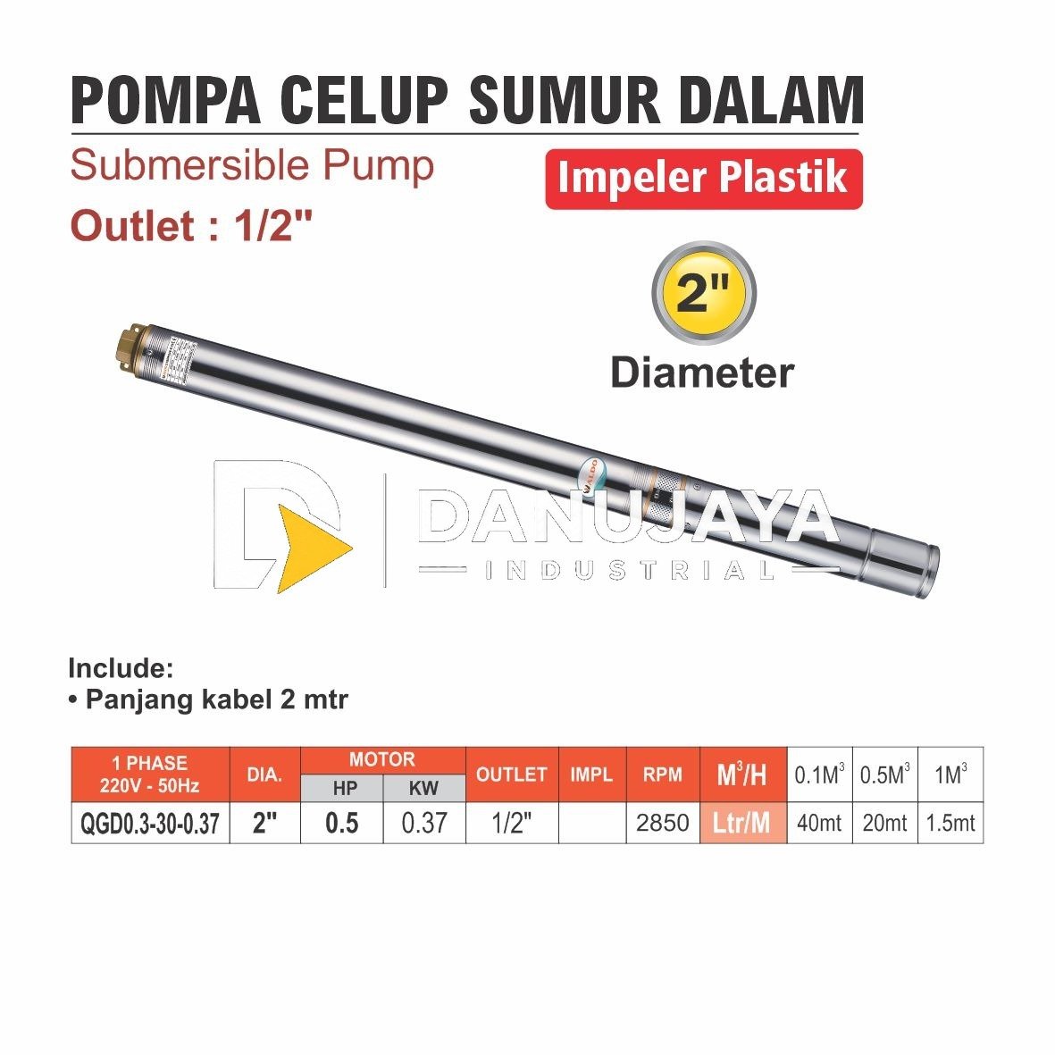 POMPA CELUP SUMUR DALAM 4" OUTLET 1-1/4" / SUBMERSIBLE PUMP MERK ALDO