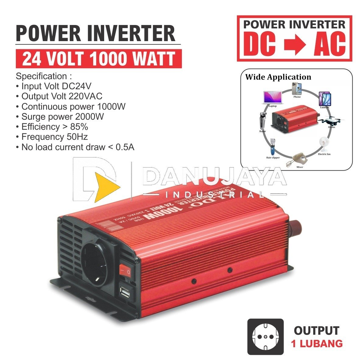 POWER INVERTER 24 DCV TO ACV / HIGH POWER INVERTER 24 VOLT / PENGUBAH AKI KE LISTRIK / ALAT PENGUBAH TEGANGAN DC KE AC MERK ALDO