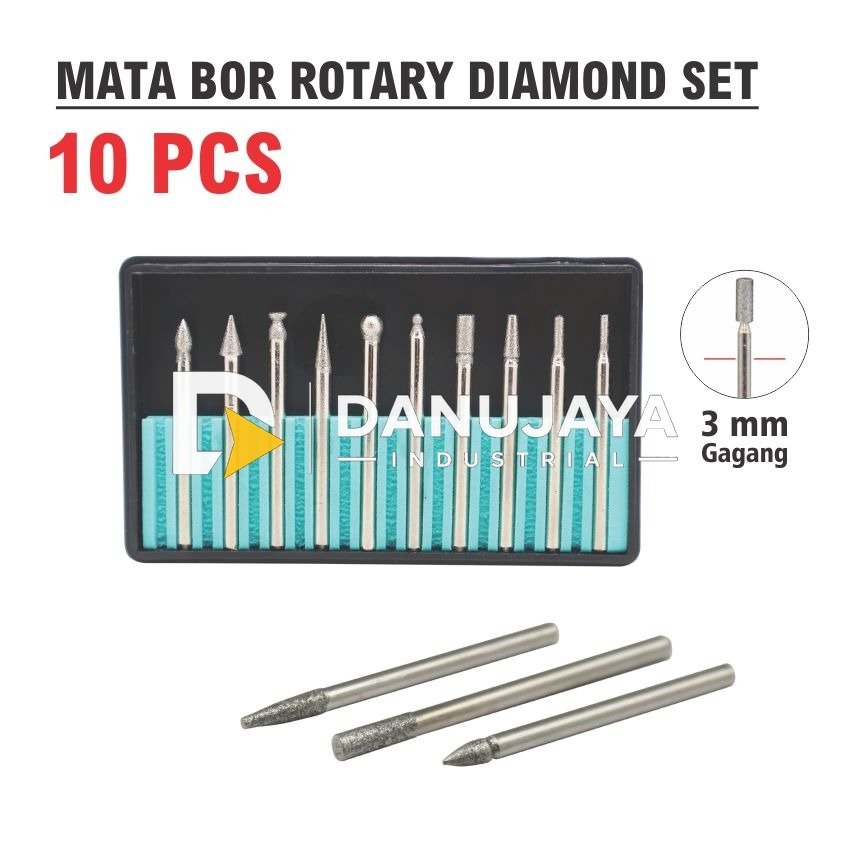 ROTARY DIAMOND SET 10 PCS / MATA BOR ROTARY / KIKIR ROTARY DIAMOND / MATA BOR GRAFIR MERK ALDO