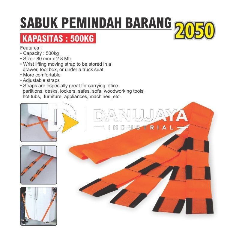 SABUK PEMINDAH BARANG KAPASITAS 500 KG 2050 / WRIST LIFTING MOVING STRAP / TALI PENGANGKAT BARANG BERAT / ALAT TALI PENGANGKAT BARANG MERK ALDO