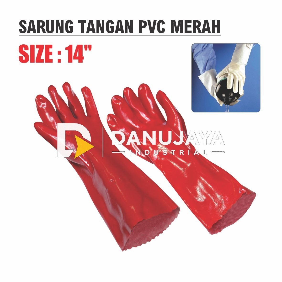 SARUNG TANGAN PVC MERAH / PVC GLOVES MERK ALDO
