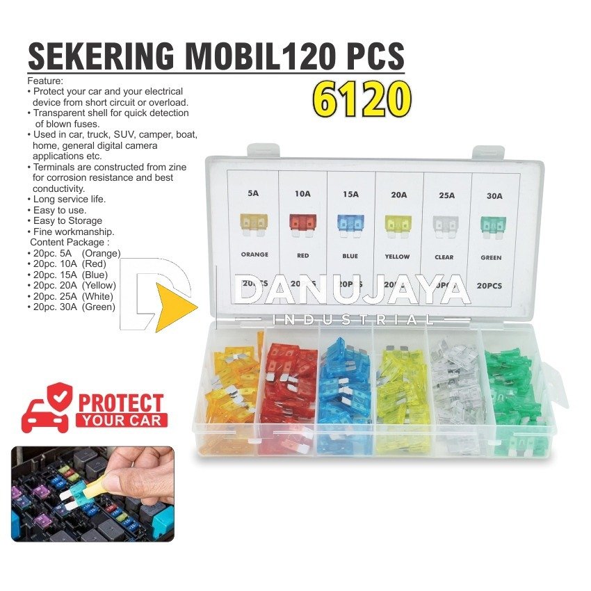 SEKERING MOBIL 120 PCS 6120 / SEKRING TANCAP/ FUSE BLADE/ CAR FUSE SET