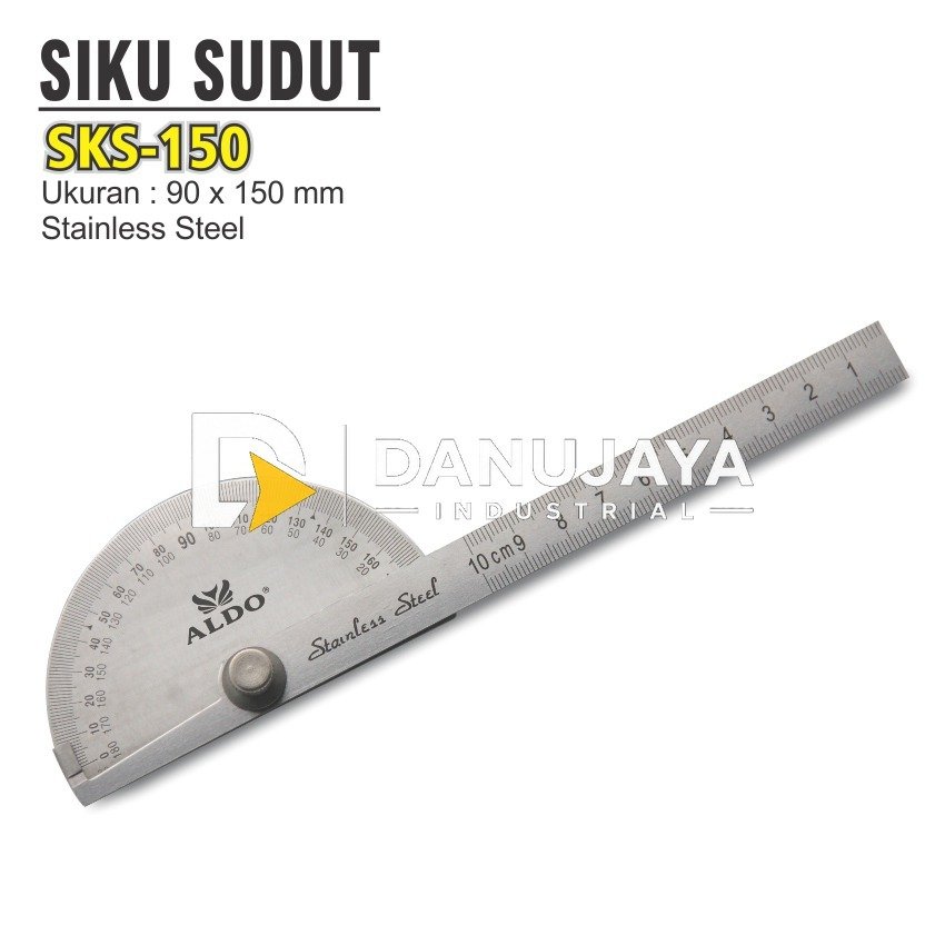 SIKU SUDUT SKS-150 / ANGLE RULLER MERK / PENGGARIS SUDUT PROTACTOR ALDO