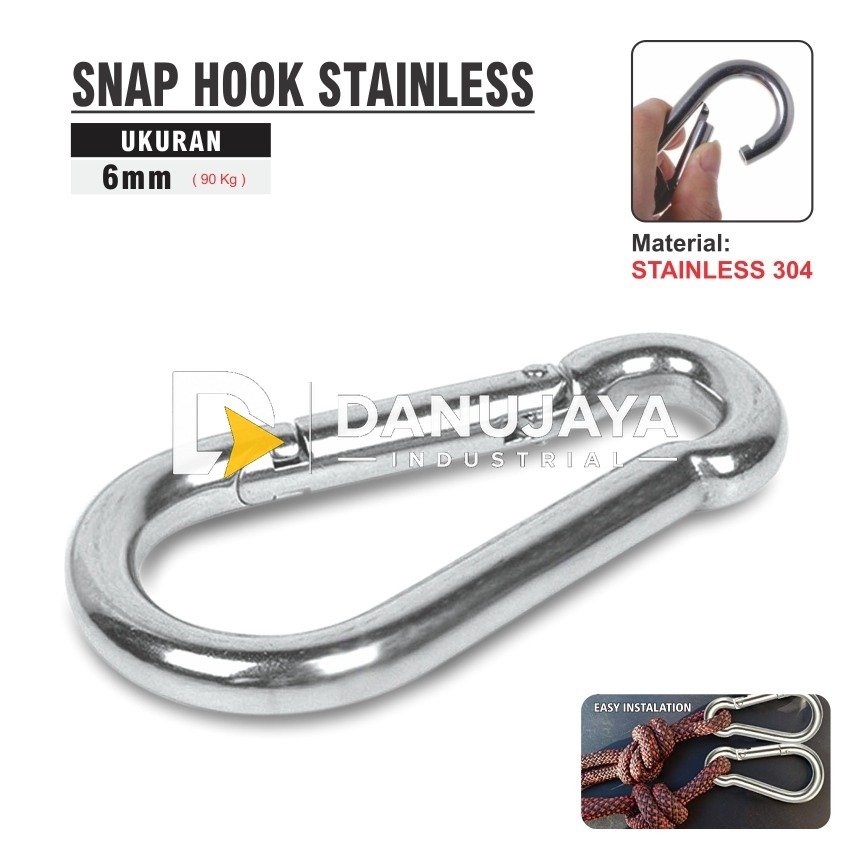 SNAP HOOK STAINLESS / KARABINER BESI BAJA MERK ALDO