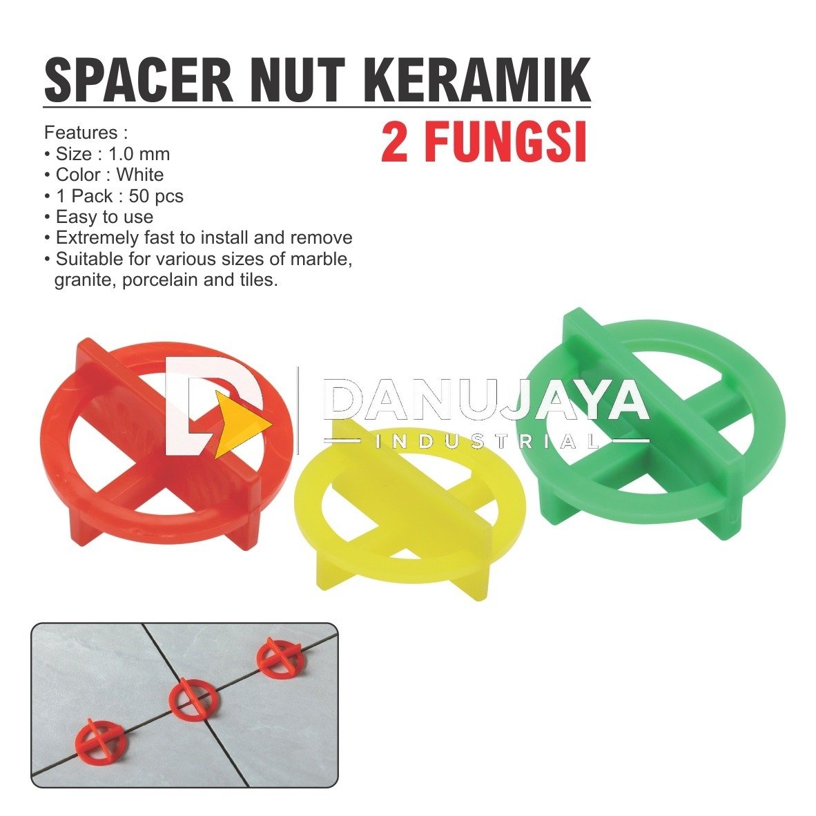 SPACER NUT KERAMIK 2 FUNGSI / TILE SPACER / PERAPI NUT KERAMIK UBIN / ALAT BANTU PASANG NUT KERAMIK MERK ALDO