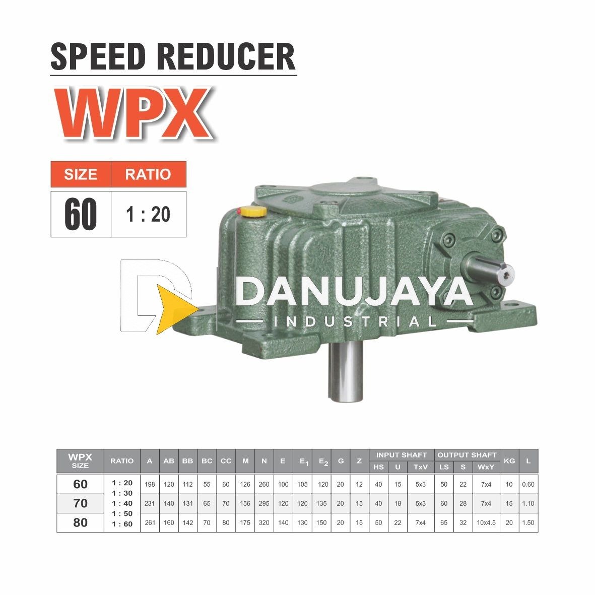 SPED REDUCER WPX SIZE 60 1 : 20 / GEAR BOX REDUCER MERK ALDO