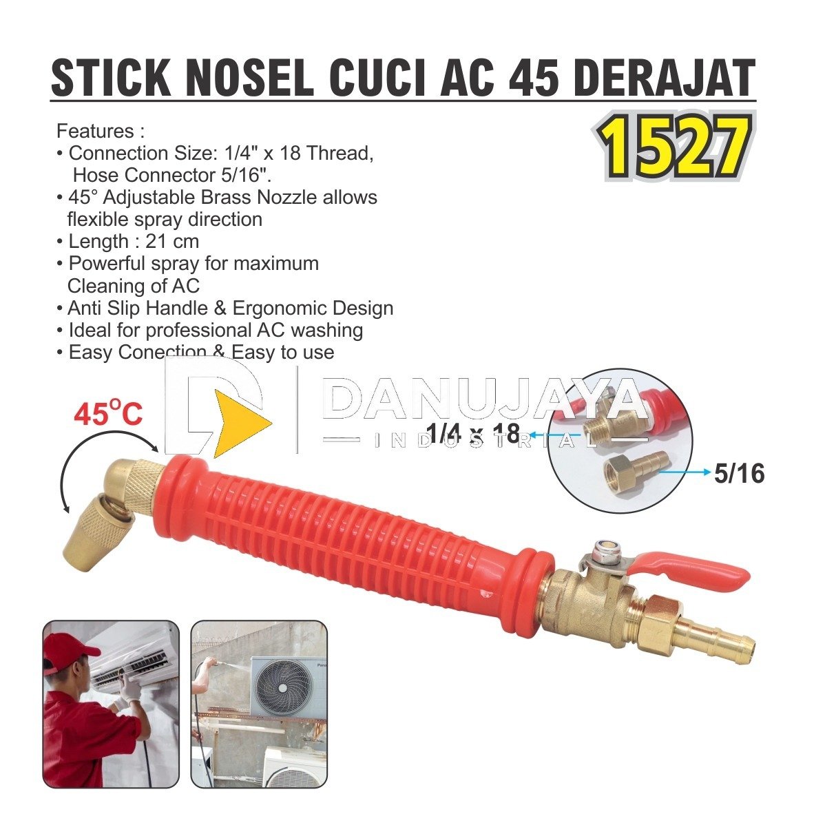 STICK NOSEL CUCI AC 45 DERAJAT 1527 / SEMPROTAN CUCI AC / STIK SEMPROT ALAT CUCI AC / 45 DEGREE HIGH PRESSURE NOZZLE SPRAYER / NOZEL CUCI AC MERK ALDO
