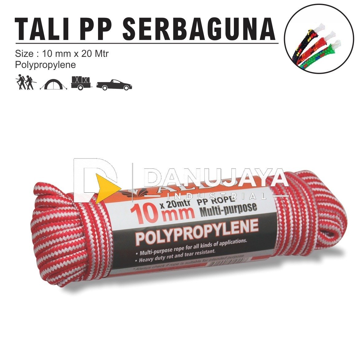 Tali PP Serbaguna Merk Aldo 10 mm x 20 Mtr