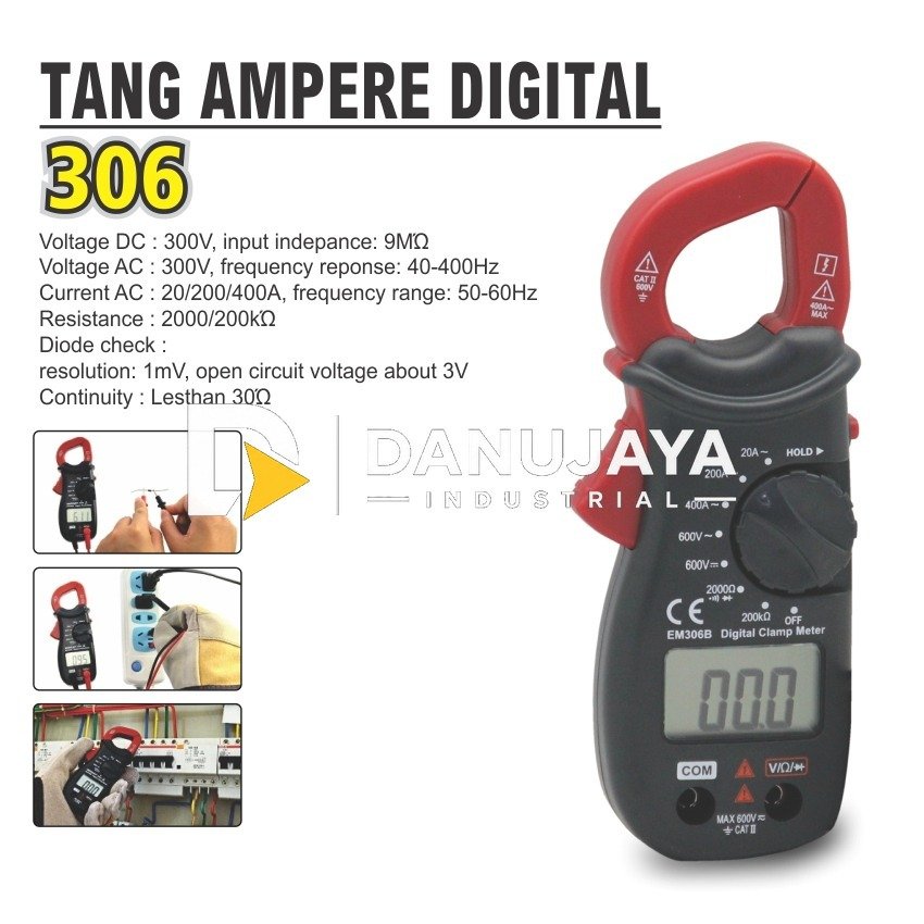 TANG AMPERE DIGITAL MINI 306 / CLAMP AMPER / ALAT PENGUKUR AC DC ALDO