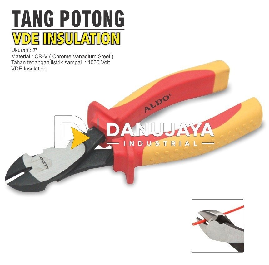 TANG POTONG VDE INSULATION UKURAN : 7" MERK ALDO