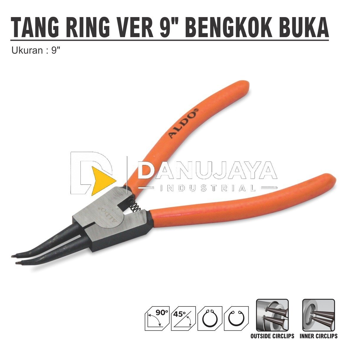 TANG RING VER BENGKOK BUKA UKURAN 7" / TANG SNAP RING BENGKOK BUKA / CIRCLIP PLIER EXTERNAL BENT ALDO