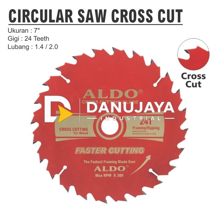 TCT CROSS CUT SUPER / TCT SAW BLADE CROSS CUT ( TANDUK ) MERAH / MATA TCT POTONG KAYU / MATA PISAU POTONG KAYU / MATA PISAU CIRCULAR SAW MERK ALDO