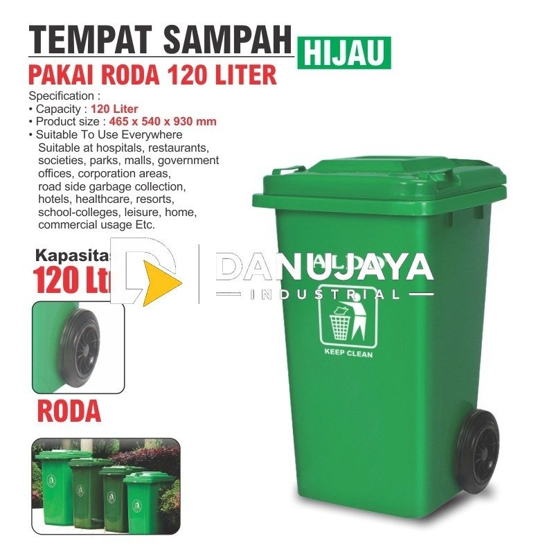 TEMPAT SAMPAH PAKAI RODA 120 LITER / PLASTIC DUSTBIN / TEMPAT SAMPAH PLASTIK PEDAL MERK ALDO