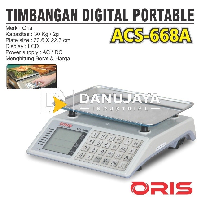 TIMBANGAN DIGITAL 30 KG PORTABLE TYPE : ACS-668A MERK ORIS