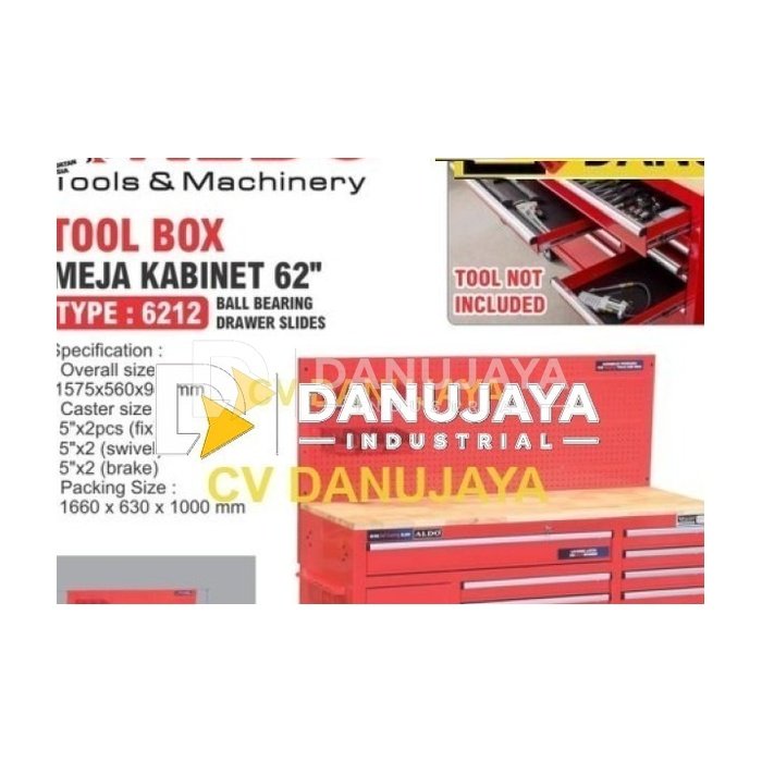 TOOL BOX MEJA KABINET 62" 6212 / BALLBEARING DRAWER SLIDES / TROLLEY KABINET KOTAK PENYIMPANAN PERKAKAS / LEMARI DRAWERS MERK ALDO