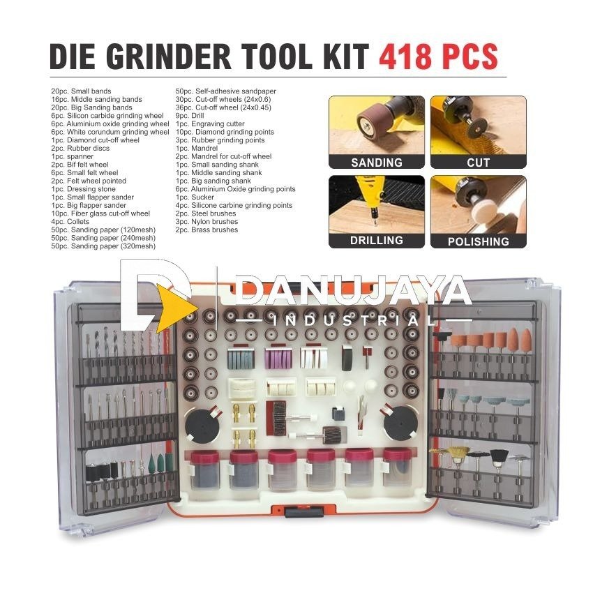 TOOL KIT DIE GRINDER 418 PCS / MATA GURINDA TUNER / MATA MINI GRINDER / MATA BOR MINI GRINDER MERK ALDO