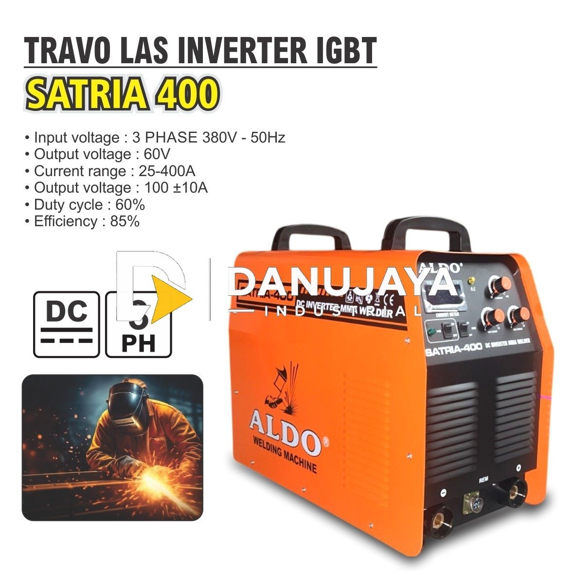 TRAVO LAS INVERTER IGBT SATRIA PREMIUM SERIES 3 PHASE / MESIN LAS IGBT / IGBT INVERTER WELDER / WELDING MACHINE / MESIN TRAVO LAS / MESIN TRAFO LAS MERK ALDO