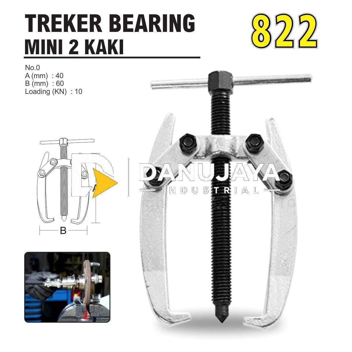 TREKER BEARING 2 KAKI MINI 822 / KAKI ALAT PEMBUKA BEARING MERK ALDO